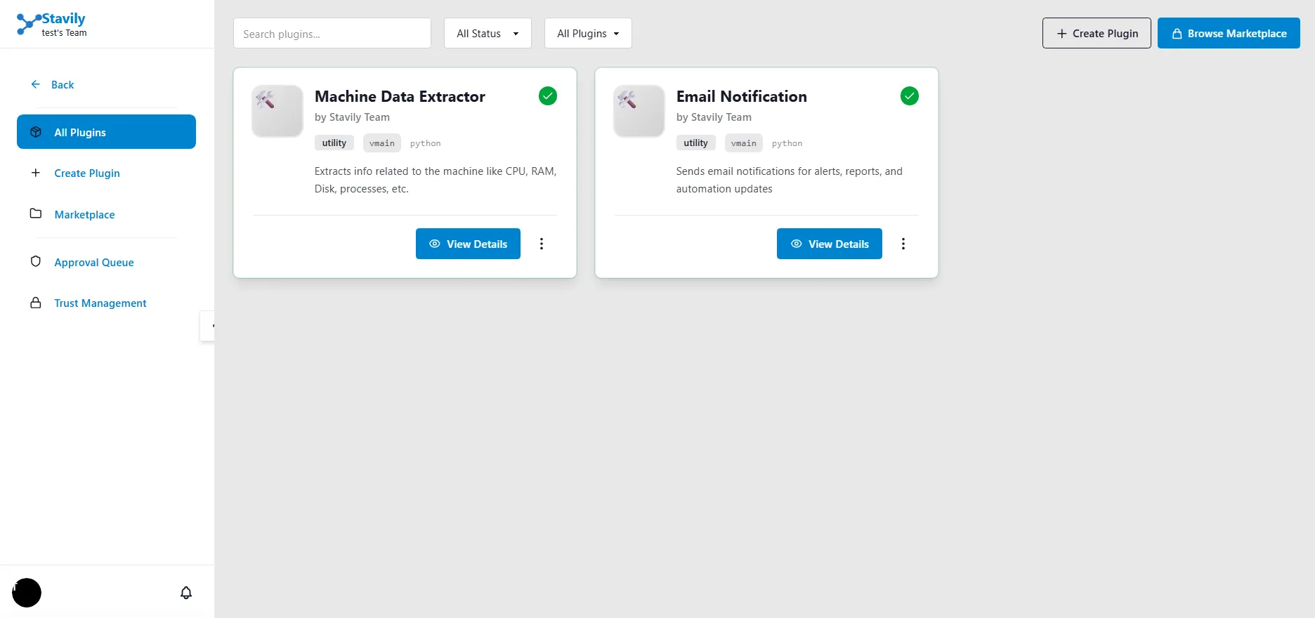 Plugin Marketplace Interface
