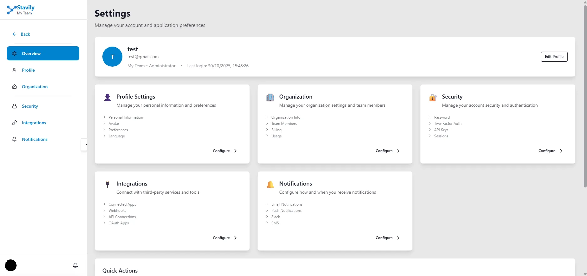 System Settings Interface